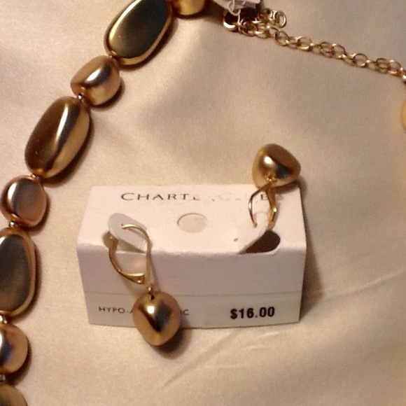 NWT Charter Club gold colored necklace earring set - Picture 3 of 4